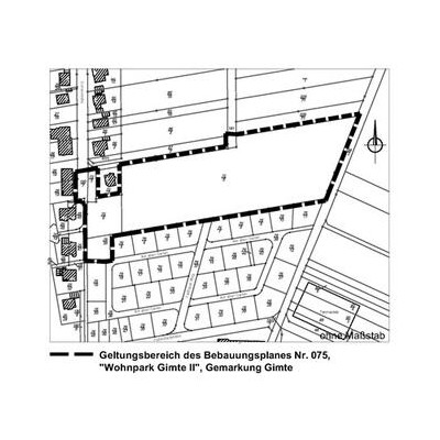 Lageplan - Geltungsbereich Bebauungsplan Nr. 075 "Wohnpark Gimte II" OT Gimte (ohne Maßstab)