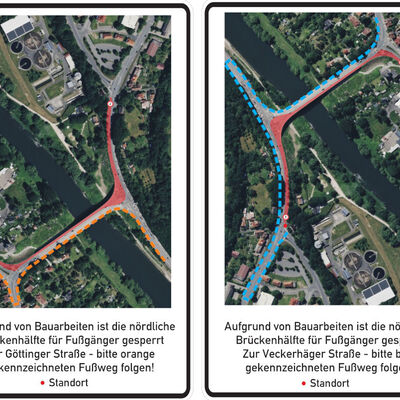 Die ge&auml;nderte Fu&szlig;g&auml;ngerf&uuml;hrung wird vor Ort entsprechend ausgeschildert.