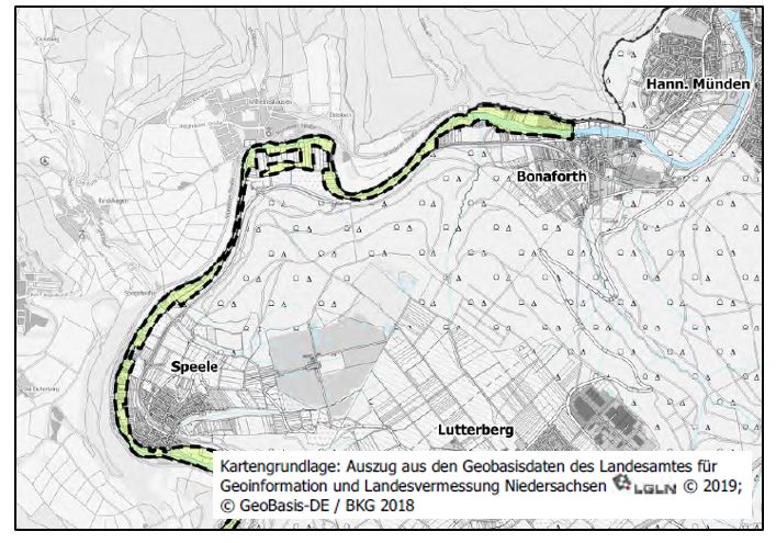 Übersichtskarte zur Verordnung über das Lanschaftsschutzgebiet "Fulda zwischen Wahnhausen und Bonaforth" o. Maßstab