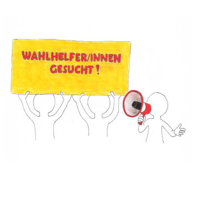 Logo - Wahlhelfer/innen gesucht!